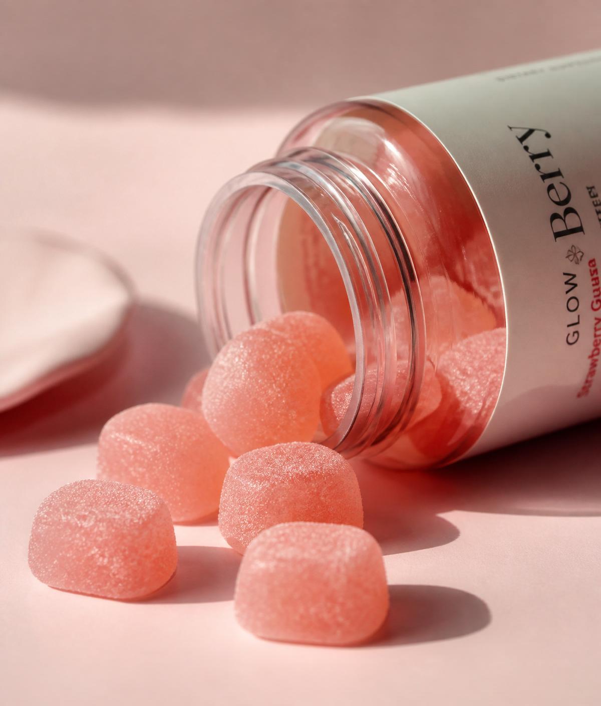 Aphrodite strawberry gummies close-up